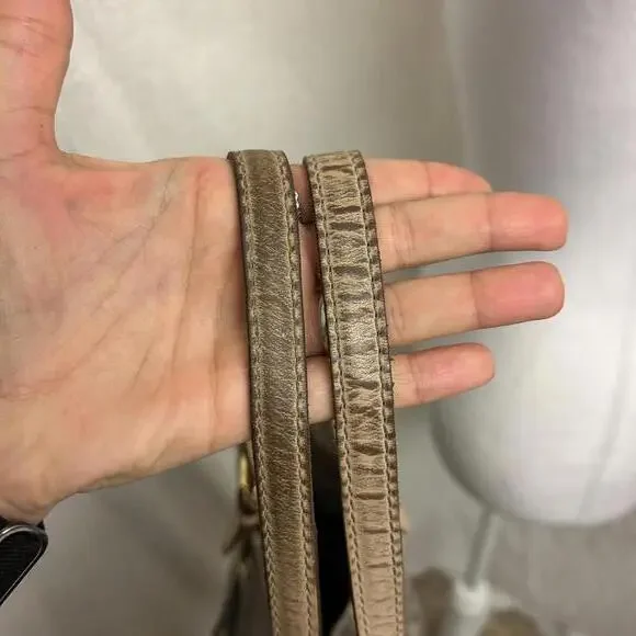 Michael Kors Tan Snakeskin Embossed Tote Bag Structured Everyday Handbag - Picture 4 of 9